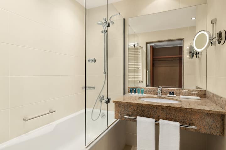 Guest room bath at the Wyndham Wroclaw Old Town in Wroclaw, Other than US/Canada