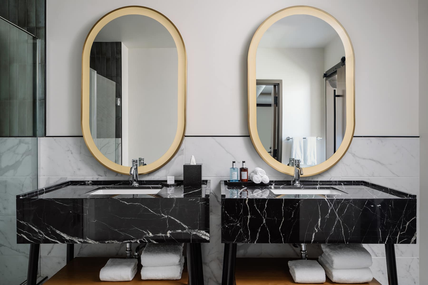 Guest room bath at the Origin Austin, a Wyndham Hotel in Austin, Texas