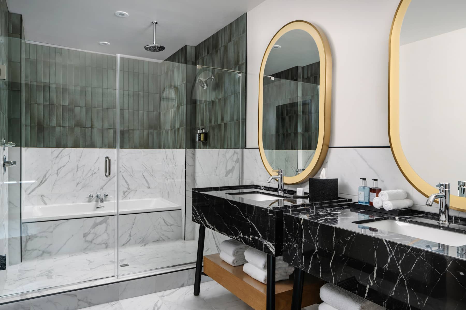 Guest room bath at the Origin Austin, a Wyndham Hotel in Austin, Texas