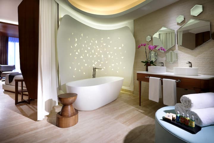 Guest room bath at the TRS Coral Costa Mujeres, a Registry Collection Hotel in Cancun, Other than US/Canada