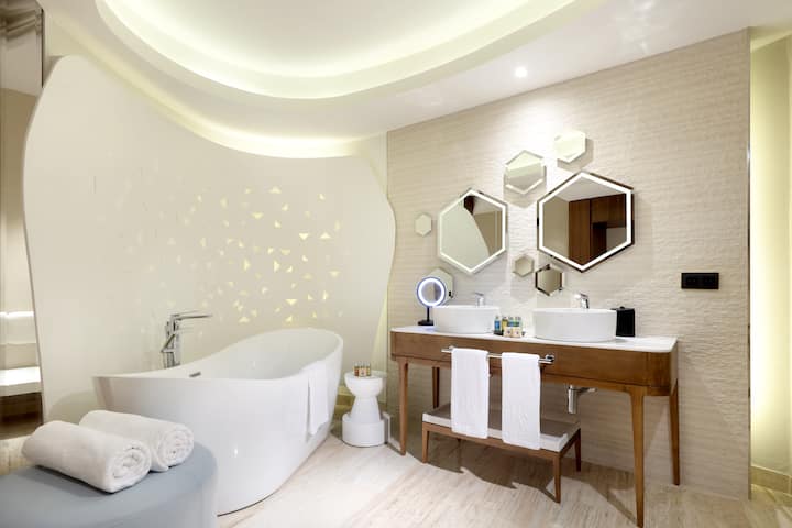 Guest room bath at the TRS Coral Costa Mujeres, a Registry Collection Hotel in Cancun, Other than US/Canada