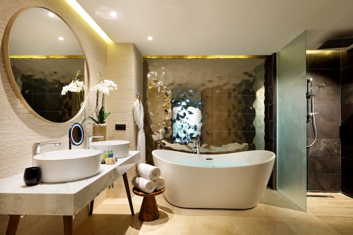 Guest room bath at the TRS Coral Costa Mujeres, a Registry Collection Hotel in Cancun, Other than US/Canada