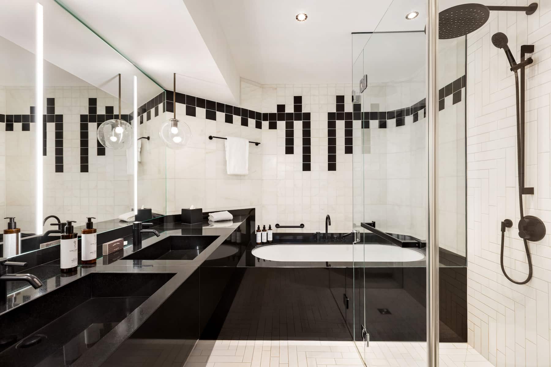 Guest room bath at the Vienna House by Wyndham Diplomat Prague in Prague, Other than US/Canada