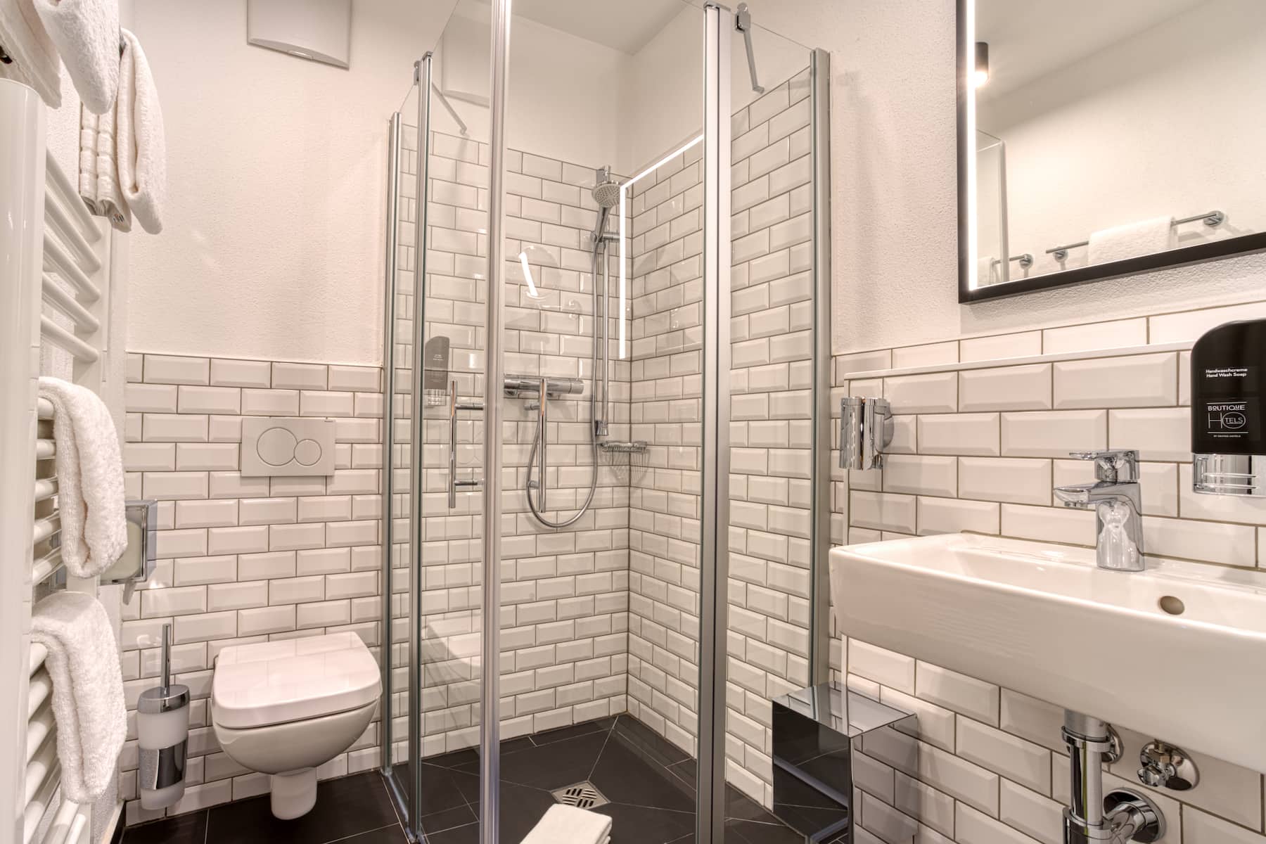 Guest room bath at the Vienna House Easy by Wyndham Ingolstadt in Ingolstadt, Other than US/Canada